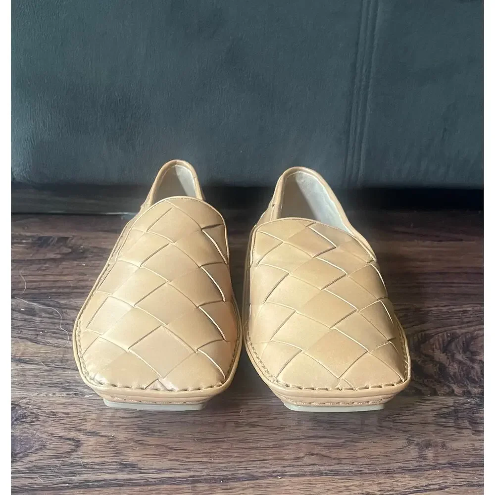 $995 NIB Bottega Veneta Men's Woven Leather Driving Loafers Camel 7.5(40.5)